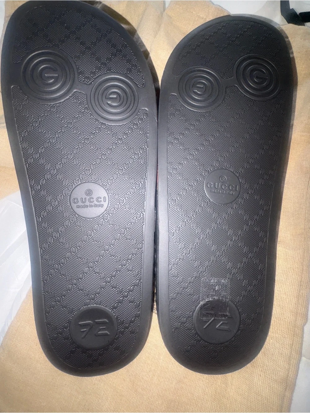 Gucci Black Slide Sandals with Floral Monogram Strap